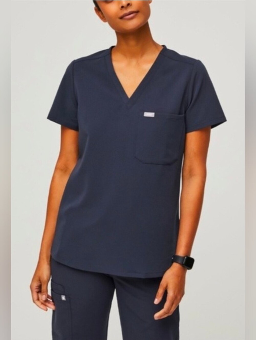FIGS Women's Catarina One-Pocket Scrub Top Navy Blue Size Large